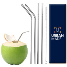 Deals, Discounts & Offers on  - Urbanmade Straw Stainless Steel Straw for Kids and Adults Reusable Metal Straw Set with Cleaning Brush Long Steel Straws