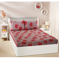 Deals, Discounts & Offers on  - Amazon Brand - Solimo Polycotton Dreamy Red Double Bedsheet with 2 Pillow Cover, Multicolor, 95 GSM
