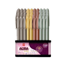Deals, Discounts & Offers on Stationery - Cello Aura Shine Ball Pen | Blue Ink | Set of 50 Ball Pens | Long Needle Tip and Metallic Body | Best