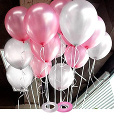 Deals, Discounts & Offers on  - AMFIN (Pack of 50) 10 Inch Pink & Silver Metallic Balloons with Matching Ribbon for Decoration, Balloon