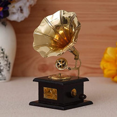 Deals, Discounts & Offers on  - JaipurCrafts Sparkle Square Gramophone Showpiece - 23 cm (Brass, Brown, Gold)