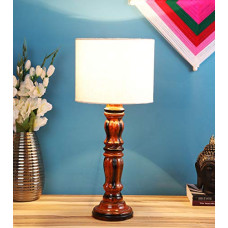 Deals, Discounts & Offers on  - Ntu-181 Beige Jute Shade Table lamp with Wood Base by tu casa Holder type-b-22 (Bulb not Included)