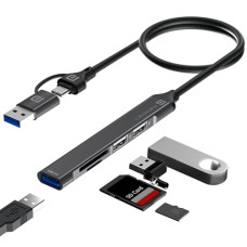 Deals, Discounts & Offers on  - Portronics Mport 31 Plus USB 3.0 Hub (5-in-1) with USB & Type-C Dual Plugs, Upto 5 Gbps High Speed, USB 3.0, 2-Port USB 2.0 & SD/microSD Card Reader