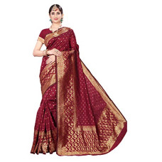 Deals, Discounts & Offers on Women - neeah Women's Woven Jacquard Banarasi Silk Saree With Unstitched Blouse Piece (s025_5.50meter)