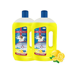 Deals, Discounts & Offers on  - Tri-Activ Double Strong Disinfectant Floor Cleaner | Half Cap Only | 10X Cleaning with 99.9% Germ kill | Citrus Fragrance - Pack of 2 (1000ml x 2 Units)
