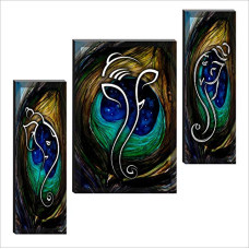 Deals, Discounts & Offers on  - SAF paintings 6MM Ganesha Set of 3 Panel Digital Reprint 12 inch x 18 inch Painting SANFJM1005