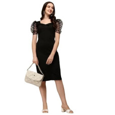 Deals, Discounts & Offers on Women - SIRIL Women's Lycra Black One Piece Dresses |Knee-Length Dress | Bodycon Western Dress