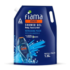 Deals, Discounts & Offers on  - Fiama Men Body Wash Shower Gel Refreshing Pulse, 1.5L Body Wash Refill Pack for Men with Skin Conditioners & Sea Minerals for Soft & Refreshed Skin, Mens Moisturising Bodywash