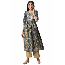 Deals, Discounts & Offers on Women - Aurelia Women's Geometric Print Viscose Blend Kurta