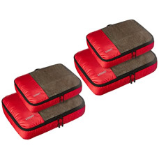 Deals, Discounts & Offers on  - Amazon Brand - Solimo 4 Piece Packing Travel Organizer Cubes Set - 2 Medium and 2 Large, Red(Polyester)