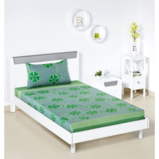 Deals, Discounts & Offers on  - Amazon Brand - Solimo Polycotton Dreamy Green Single Bedsheet with 1 Pillow Cover, Multicolor, 95 GSM