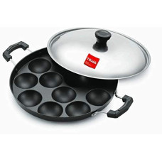 Deals, Discounts & Offers on Cookware - Tosaa Non-Stick 12 Cavity Appam Patra Side Handle with lid, Color May Vary