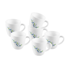 Deals, Discounts & Offers on  - CELLO Ricca Mug 6 Pcs Set | Cups For Tea,Coffee,Espressoc| Thermal Resistant | Light Weight | Ideal Gifting Option | Blue Creeper | 100ml