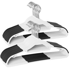Deals, Discounts & Offers on  - Zollyss (Pack of 10, Black) Plastic Hangers Heavy Duty Dry Wet Clothes Hangers with Non-Slip Pads Space Saving 0.2