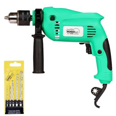Deals, Discounts & Offers on Home Improvement - WONDERCUT WC-ED13-G Impact Drill Machine Reversible Hammer Driver Variable Speed Screwdriver With Free 5Pc Masonry Bit Combo (13MM 650W)