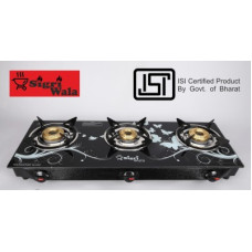 Deals, Discounts & Offers on  - Sigri-wala Surya ISI Certified Toughened Glass Door Step Warranty Stainless Steel, Glass Manual Gas Stove(3 Burners)