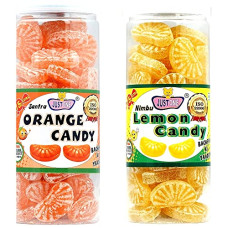 Deals, Discounts & Offers on  - JUSTONE Santra Orange Candy (230 gm) & Nimbu Lemon Candy (230 gm), Combo Pack of 2 || Total Weight 460 g || Flavoured Sugar Candy for Kids || Assorted Sweet Candy Pack