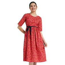 Deals, Discounts & Offers on Women - [Sizes S, M, L, XL, 2XL] Amazon Brand - Myx Women's Calf Length Cotton A-line Kurti Dress