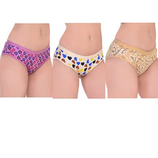 Deals, Discounts & Offers on Women - Younky Combo Pack of 3 Cotton Printed Hipster Panty For Women - Brief-353 | Yellow |