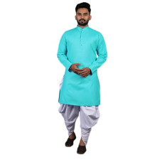 Deals, Discounts & Offers on Men - ashtang Men's Cotton Blend Dhoti Kurta Set (X-Small, Sea Green)