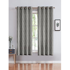 Deals, Discounts & Offers on  - Cortina Embossed Abstract Design Window Curtain | Drapes For Home, Bedroom, Guest Rooms, Office Rooms | Balances Room Temperature | Streachable | Polyester | Room-Darkening | Pack of 2 | 5Ft | Grey 1