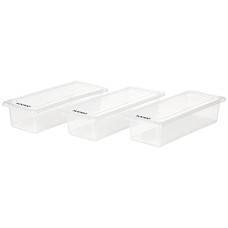 Deals, Discounts & Offers on  - Amazon Brand - Solimo Stackable Storage Containers with Removable Drain Plate and Lid, Set of 3