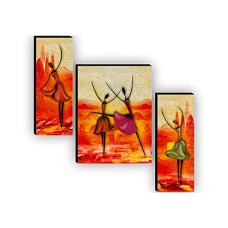 Deals, Discounts & Offers on  - SAF paintings Set of 3 Dancing African Ladies Modren Art UV Textured Paintings