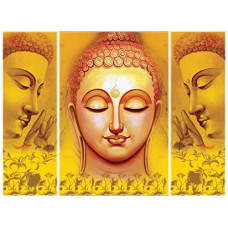 Deals, Discounts & Offers on  - SAF paintings 6MM Buddha Set of 3 Panel Digital Reprint 12 inch x 18 inch Painting (SAJM7706) SANFJM7706