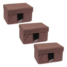 Deals, Discounts & Offers on  - Amazon Brand - Solimo Fabric Rectangular Storage Box, Small, Set of 3, Brown