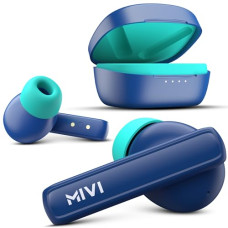 Deals, Discounts & Offers on Headphones - Mivi DuoPods A450 TWS with 13mm Rich Bass Drivers, Dual Tone Mat Buds, 45 Hrs Playtime, Low Latency, Type C Fast Charging, HD Call Clarity with AI-ENC, Made in India Earbuds - Arctic Blue