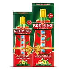 Deals, Discounts & Offers on  - Red King Cooling oil|Non sticky| Power of 10 Ayurvedic ingredients| Relieves Fatigue, Sleeplessness, Headache and Stress, 280 ml + 180 ml combo