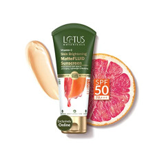 Deals and Offers on - Lotus Botanicals Vitamin C Matte Fluid Sunscreen | Sun Protect & Skin Brightening | SPF 50 | Vitamin C | For All Skin Types | 75g Deals, Discounts & Offers on - Lotus Botanicals Vitamin C Matte Fluid Sunscreen | Sun Protect & Skin Brightening | SPF 50 | Vitamin C | For All Skin Types | 75g