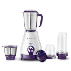 Deals, Discounts & Offers on  - Longway Reo 550 Watt Mixer Grinder with 4 Jars with Powerful Motor | 1 Year Warranty | (White & Purple,4 Jars)