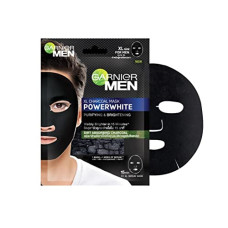 Deals and Offers on - Garnier Men, Sheet Mask, Purifying and Brightening, PowerWhite XL Charcoal Mask, 24g Deals, Discounts & Offers on - Garnier Men, Sheet Mask, Purifying and Brightening, PowerWhite XL Charcoal Mask, 24g
