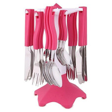 Deals and Offers on - JIGGSTER Trendy Cutlery Set 24 Pieces,(Contains: 6 Table Spoons, 6 Tea Spoons, 6 Forks, 6 Knives),Pink Deals, Discounts & Offers on - JIGGSTER Trendy Cutlery Set 24 Pieces,(Contains: 6 Table Spoons, 6 Tea Spoons, 6 Forks, 6 Knives),Pink