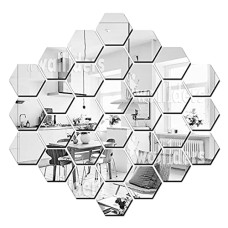 Deals, Discounts & Offers on  - Wall1ders 30 Hexagon Mirror Wall Stickers with 10 Butterfly, Mirror Stickers for Wall, Acrylic Stickers, Wall Mirror Stickers, Wall Stickers