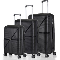 Deals and Offers on - Stony Brook by Nasher MilesHard Body Set of 3 Luggage - Axis Hard-Sided Polypropylene Luggage Set of 3 Black Trolley Bags (55, 65&75cm) - Black Deals, Discounts & Offers on - Stony Brook by Nasher MilesHard Body Set of 3 Luggage - Axis Hard-Sided Polypropylene Luggage Set of 3 Black Trolley Bags (55, 65&75cm) - Black