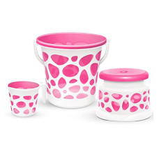 Deals, Discounts & Offers on  - MILTON Plastic Duplex Spa 3 Piece Set, Pink | 20 Litres Bucket With Mug & Stool | Bathroom Accessory Set