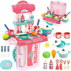 Deals, Discounts & Offers on  - Cable World Plastic 3 in 1 Portable Pretend Food Party Role Cooking Kitchen Play Set Toy