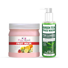 Deals, Discounts & Offers on Beauty Care - Pink Root Green Tea Pore Cleansing Face Wash 100ml with Fruit Mask Enriched with Orange Peel Extract 500gm