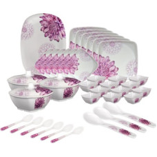 Deals, Discounts & Offers on  - Hamlay by SIGRI-WALA Pack of 40 Melamin Dahlia Dinner Set(Pink, White)