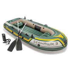 Deals, Discounts & Offers on  - Intex 3-Person Inflatable Boat Set with Aluminum Oars and High Output Air Pump (Green)