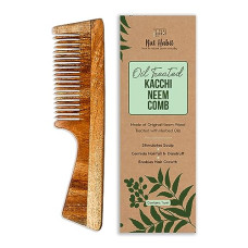 Deals, Discounts & Offers on Beauty Care - Nat Habit Kacchi Neem Wooden Comb - Soaked In 17 Herbs, Neem & Sesame Oil For Multi-Actions - Detangling, Frizz Control & Shine, Suited For All Hair Types (Fine Tooth)