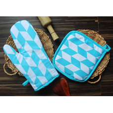 Deals and Offers on - Airwill Cotton Designer Pattern Heat Resistant Kitchen Linens (1 Oven Mitt & 1 Pot Holder) (Blue,White) Deals, Discounts & Offers on - Airwill Cotton Designer Pattern Heat Resistant Kitchen Linens (1 Oven Mitt & 1 Pot Holder) (Blue,White)