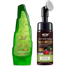 Deals and Offers on - WOW SKIN SCIENCE Apple Cider Vinegar Foaming Face Wash with Built-in Brush + 99% Pure Aloe Vera Multipurpose Gel - No Parabens, Silicones, Synthetic Fragrance - Net Vol. 300mL(2 Items in the set) Deals, Discounts & Offers on - WOW SKIN SCIENCE Apple Cider Vinegar Foaming Face Wash with Built-in Brush + 99% Pure Aloe Vera Multipurpose Gel - No Parabens, Silicones, Synthetic Fragrance - Net Vol. 300mL(2 Items in the set)
