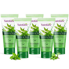 Deals, Discounts & Offers on Beauty Care - NutriGlow Neem & Tulsi Face Wash For Oily & Pimple Prone Skin, Gentle Moisturizing, Non Foaming Face Wash, Paraben and Sulphate Free, 65ml Each, Pack of 5