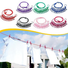 Deals, Discounts & Offers on  - RYLAN Cloth Drying Rope with Hooks (Pack of 1) Elastic Cloth Hanging Rope for Cloth Drying with 12 Clips Cloth Rope for Drying Clothes