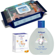 Deals, Discounts & Offers on Baby Care - BUMTUM Chota Bheem Gentle Soft Wet Wipes With Lid & Baby Soap & Baby Hair Oil Combo(White)