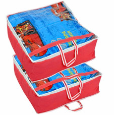 Deals and Offers on - Kuber Industries 2 Piece Non Woven Blanket Organiser, Pink (KI37330) Deals, Discounts & Offers on - Kuber Industries 2 Piece Non Woven Blanket Organiser, Pink (KI37330)