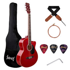 Deals and Offers on - JUAREZ Arpeggio 39 Inch Acoustic Guitar Kit, Spruce Top, Rosewood Fretboard & Bridge, Truss Rod, Chrome Die Cast Machine Tuners, Red Deals, Discounts & Offers on - JUAREZ Arpeggio 39 Inch Acoustic Guitar Kit, Spruce Top, Rosewood Fretboard & Bridge, Truss Rod, Chrome Die Cast Machine Tuners, Red